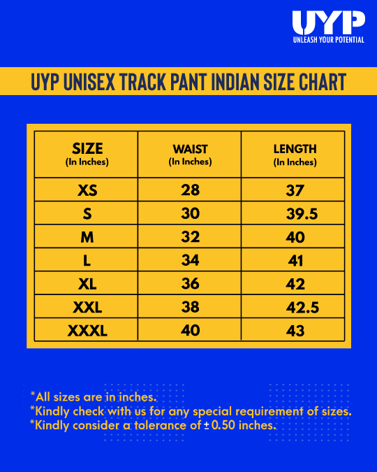 Track Pant Size Chart